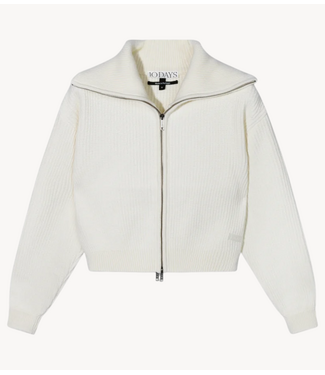 10DAYS Vest rib knit zip cardigan ecru