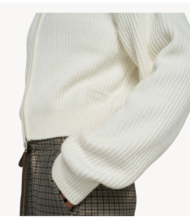 10DAYS Vest rib knit zip cardigan ecru