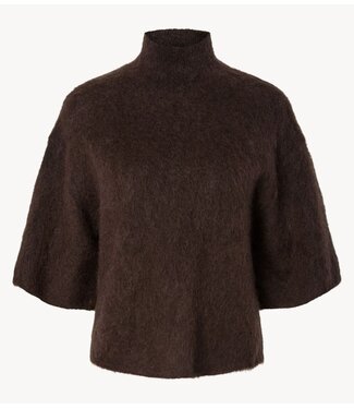 YAS Trui YASTILDE 2/4 MOHAIR BLEND KNIT PULLOVER Mole Melange