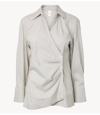 YAS Blouse YASALISA LS LONG WRAP SHIRT Boa Dark olive
