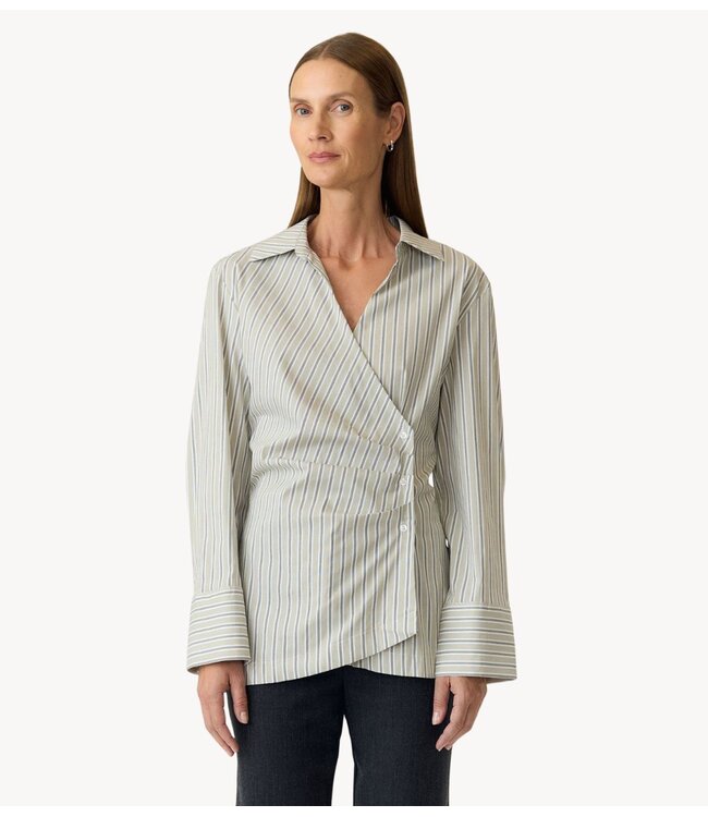 YAS Blouse YASALISA LS LONG WRAP SHIRT Boa Dark olive