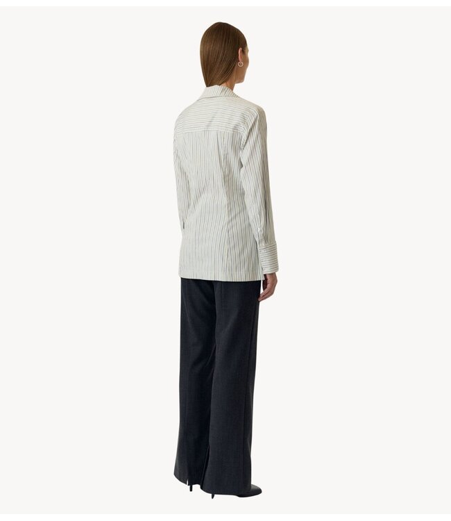 YAS Blouse YASALISA LS LONG WRAP SHIRT Boa Dark olive