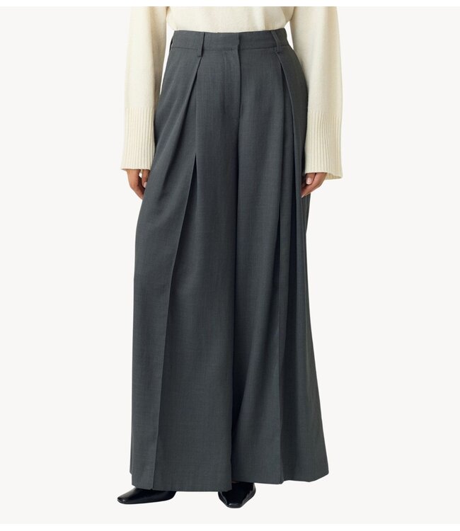 YAS Broek YASELURA HW WIDE PANT Dark Grey