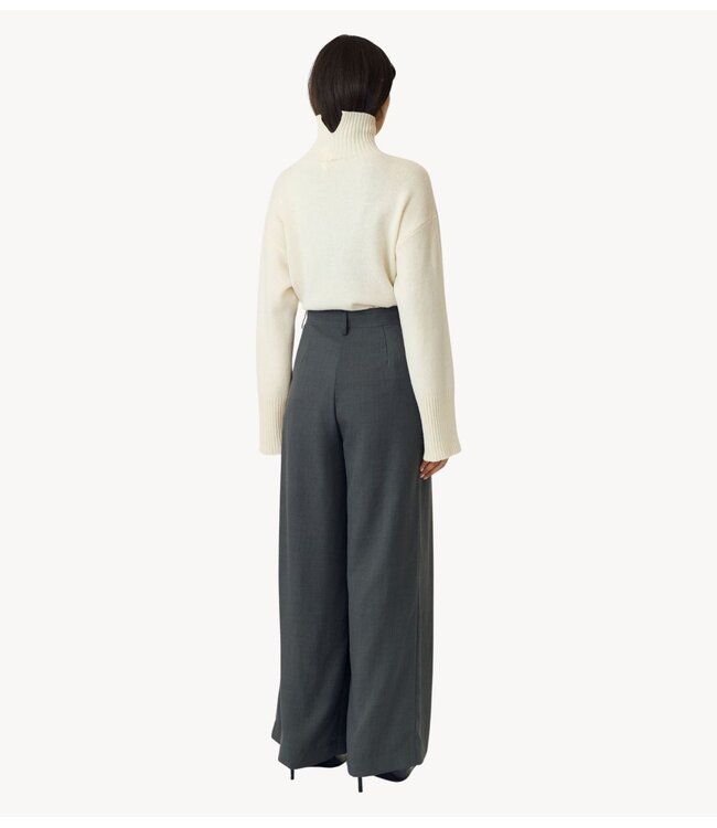 YAS Broek YASELURA HW WIDE PANT Dark Grey