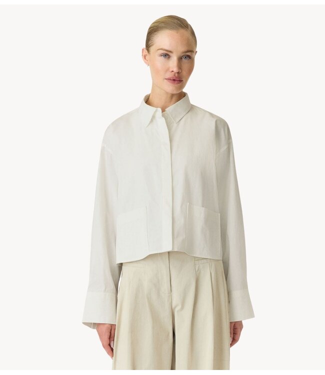 YAS Blouse YASLEE LS SHORT SHIRT S. NOOS Star White