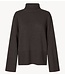 Second Female Trui Alpha Knit T-Neck Dark Brown Melange