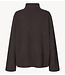 Second Female Trui Alpha Knit T-Neck Dark Brown Melange