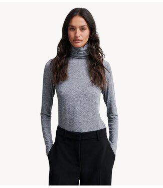 Second Female Shirt Matima T-Neck Tee Grey Melange