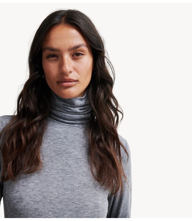 Second Female Shirt Matima T-Neck Tee Grey Melange