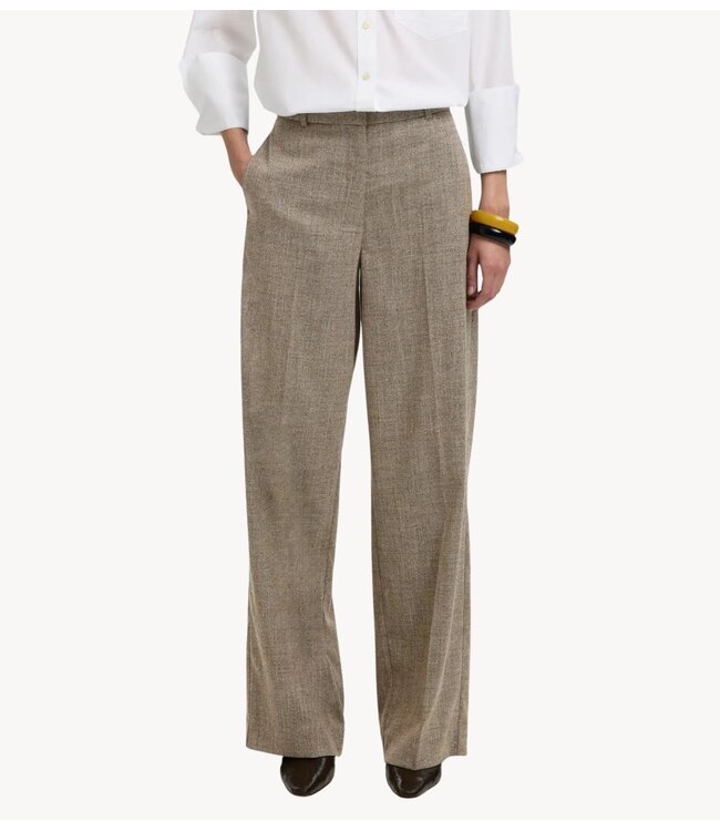 Selected Broek SLWWIDE EZMA MW PANT Chocolate Chip