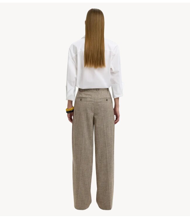 Selected Broek SLWWIDE EZMA MW PANT Chocolate Chip
