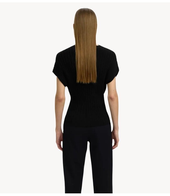 Selected T-shirt SLWCARLY 2/4 STRUCTURE O-NECK Black