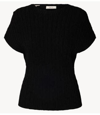 Selected T-shirt SLWCARLY 2/4 STRUCTURE O-NECK Black