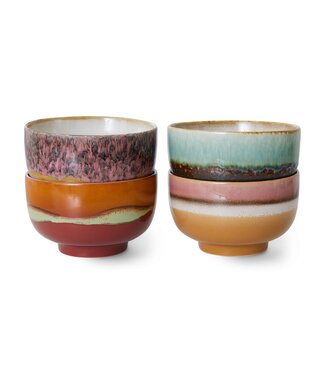 HKLIVING Kom 70s ceramics: noodle bowls geyser (set of 4)