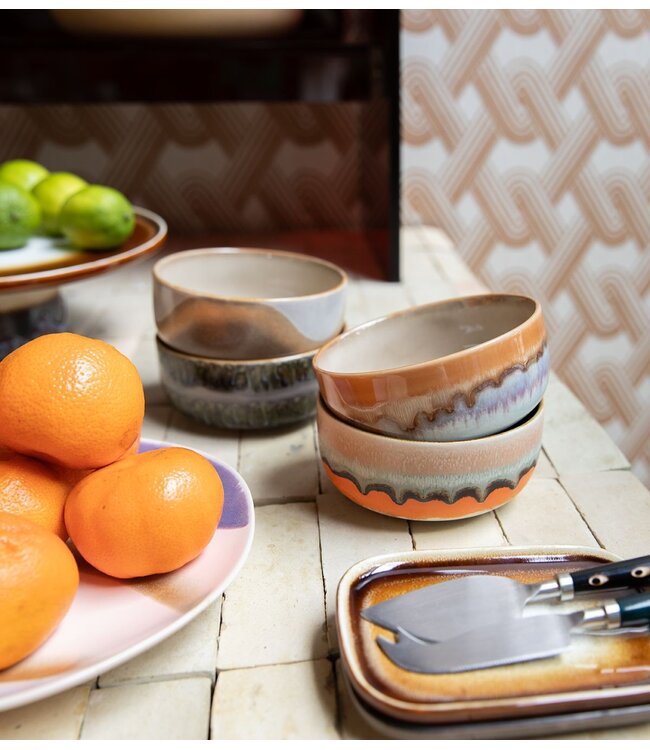 HKLIVING Kom 70s ceramics: dessert bowls reef (set of 4)