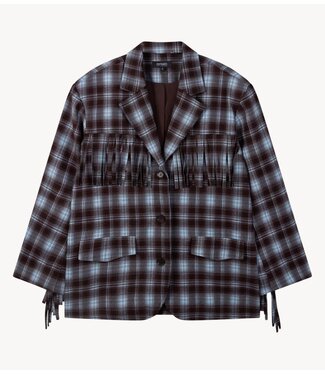 Refined Department Blazer ladies woven check blazer fringes TORI check