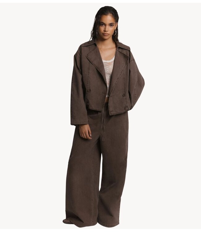 Refined Department Jas ladies woven washed bomber trenchcoat JOLANDA choc brown