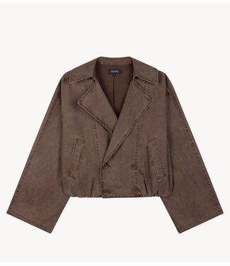 Refined Department Jack ladies woven washed bomber trenchcoat JOLANDA choc brown