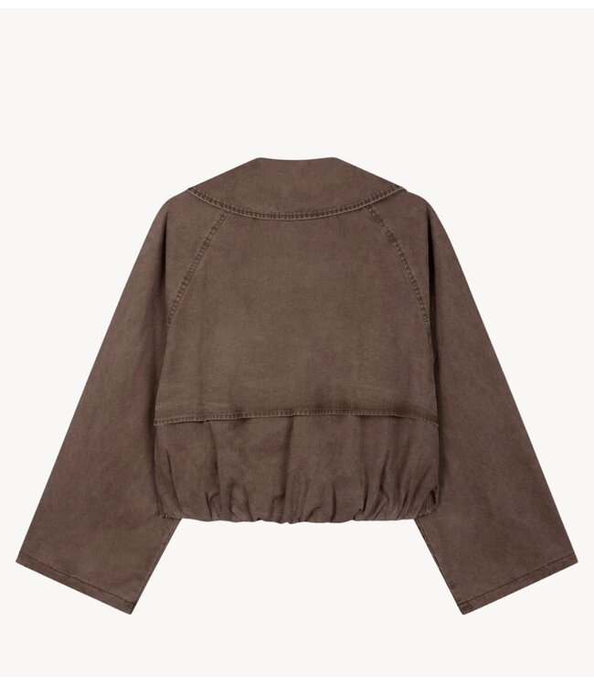 Refined Department Jas ladies woven washed bomber trenchcoat JOLANDA choc brown