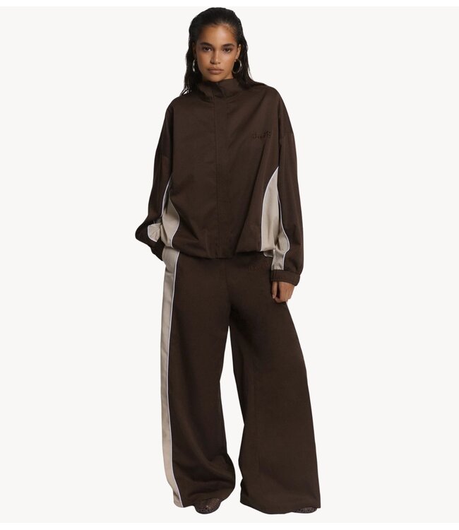 Refined Department Broek ladies woven sporty wide leg pants BLAKIE choc brown