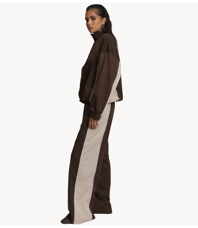 Refined Department Broek ladies woven sporty wide leg pants BLAKIE choc brown
