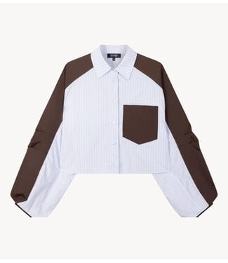 Refined Department Jas ladies woven striped blouse bomber panel NOOR stripe