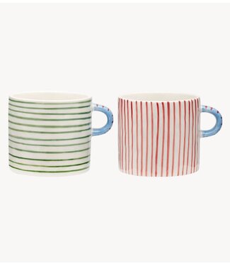 Anna+Nina Mokken Stripe Affair Tea Mug Set of 2 Multicolour