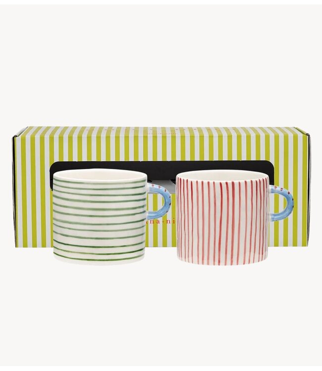 Anna+Nina Mokken Stripe Affair Tea Mug Set of 2 Multicolour