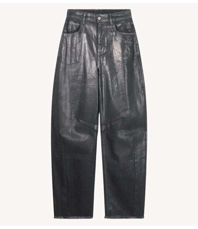 10DAYS Broek metallic western denim pants silver