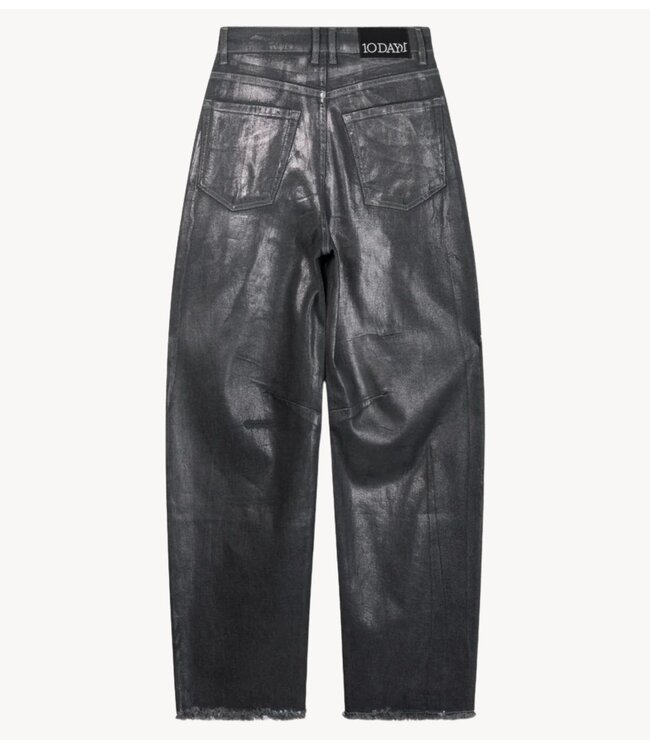 10DAYS Broek metallic western denim pants silver