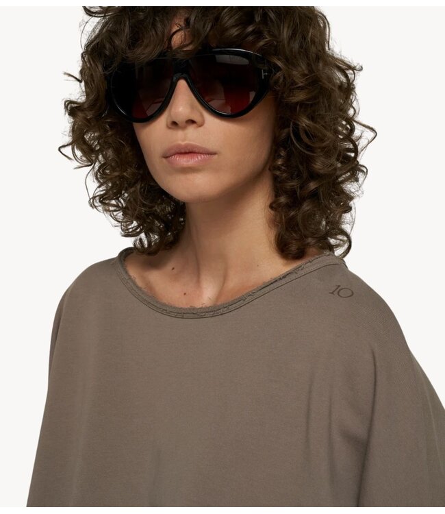 10DAYS Vest batwing top fleece portobello