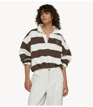 10DAYS Trui baseball balloon sweater ecru/brown