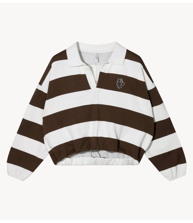 10DAYS Trui baseball balloon sweater ecru/brown