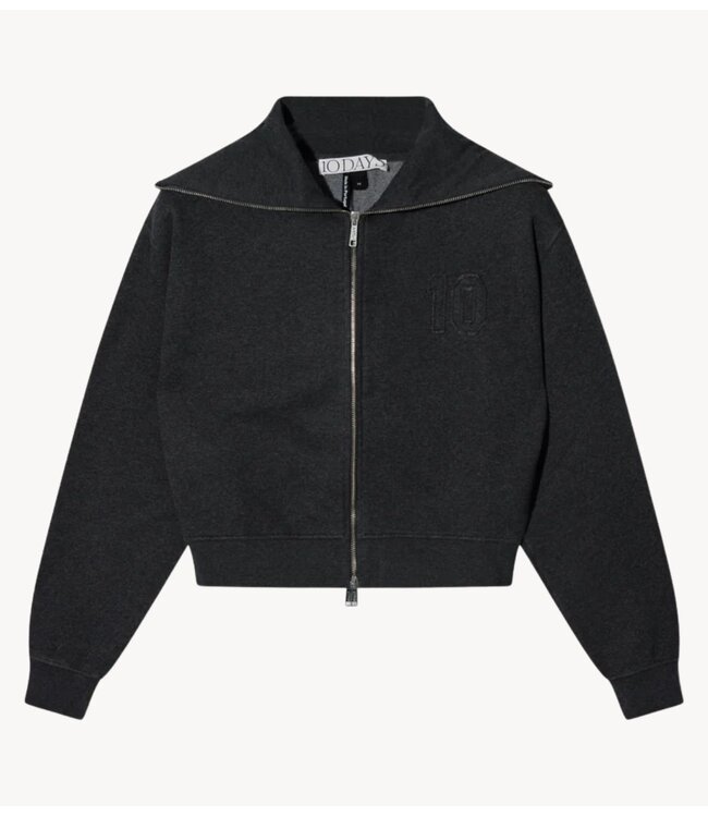 10DAYS Vest zip cardigan fleece antra melee