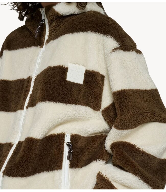 10DAYS Vest teddy zip hoodie stripes pearl/brown