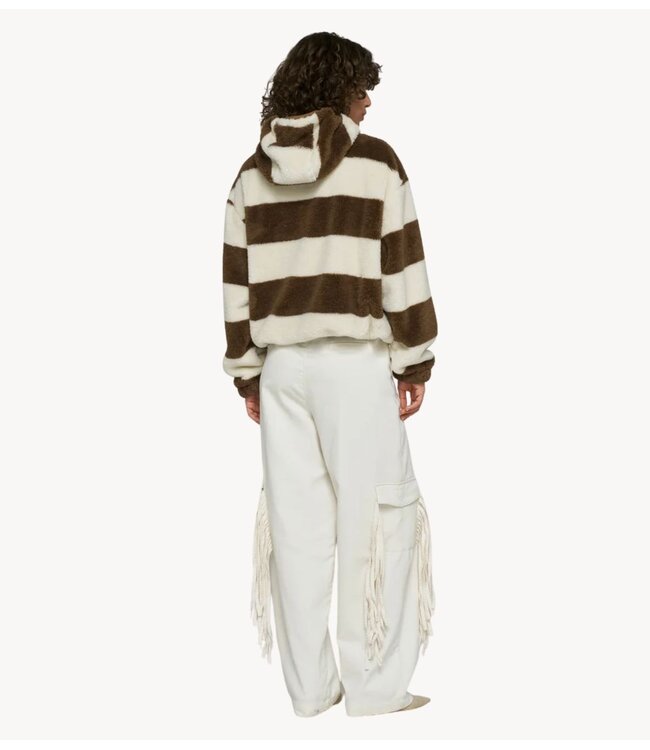 10DAYS Vest teddy zip hoodie stripes pearl/brown