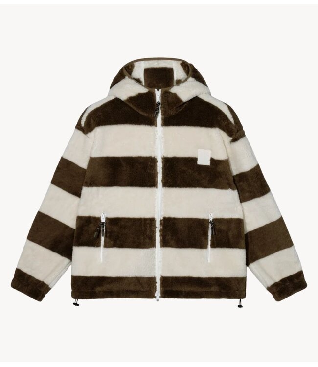 10DAYS Vest teddy zip hoodie stripes pearl/brown