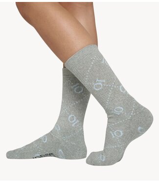 10DAYS Sokken long socks all over monogram light grey melee