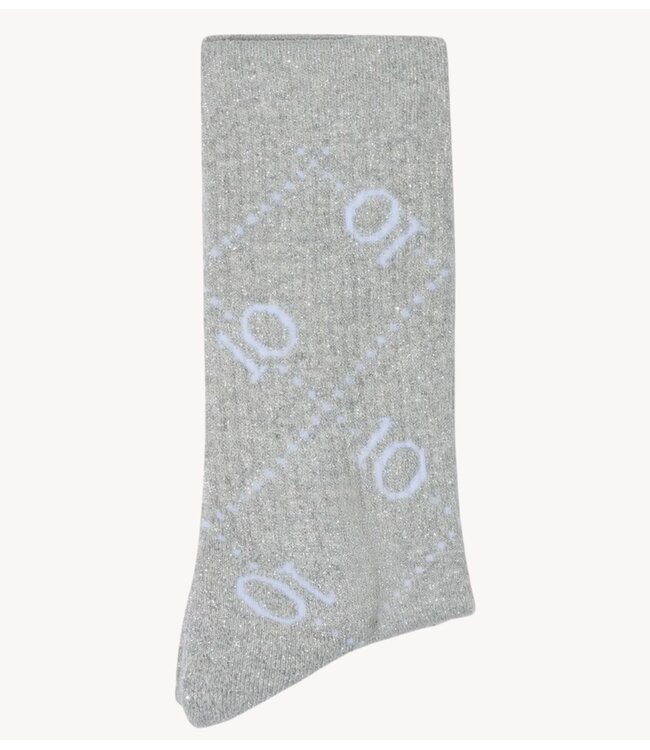 10DAYS Sokken long socks all over monogram light grey melee