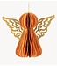 Kerstdecoratie Papieren engeltje met vleugels oranje