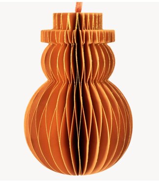 Kerstdecoratie Papieren honeycomb sneeuwpop oranje