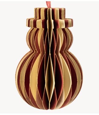 Kerstdecoratie Papieren honeycomb sneeuwpop rood met wit