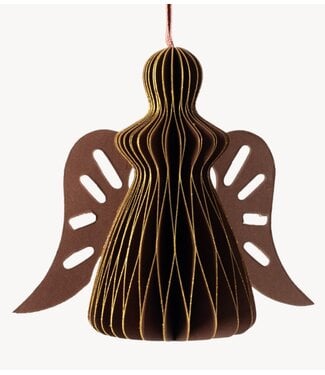Kerstdecoratie Papieren honeycomb engel bruin