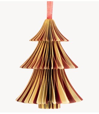 Kerstdecoratie Papieren honeycomb kerstboom rood met wit