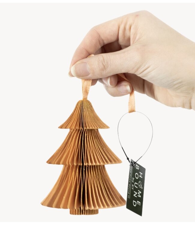 Kerstdecoratie Papieren honeycomb kerstboom oranje