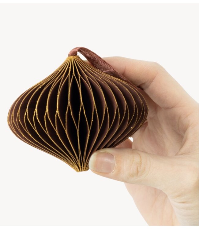 Kerstdecoratie Papieren honeycomb hanger bruin