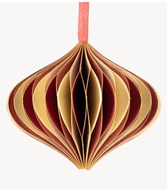 Kerstdecoratie Papieren honeycomb hanger rood met wit