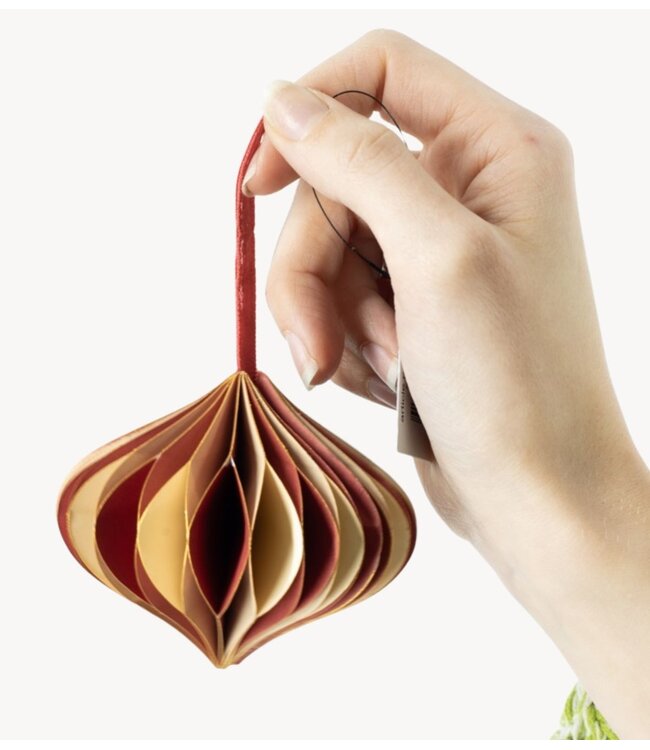 Kerstdecoratie Papieren honeycomb hanger rood met wit