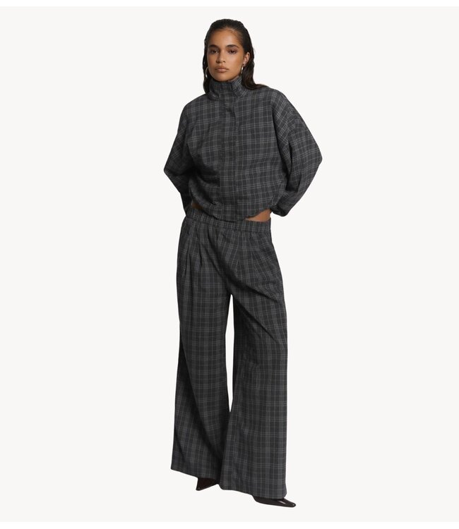Refined Department Broek ladies woven wide leg check pants ZOEI check