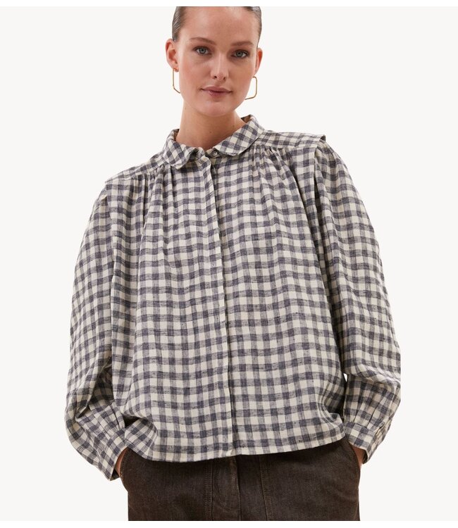 BY-BAR Blouse maia check blouse ash grey check